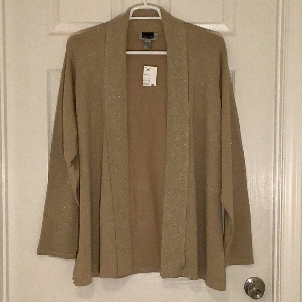 Maggie Barnes Women’s Plus Size Metallic Gold Cardigan